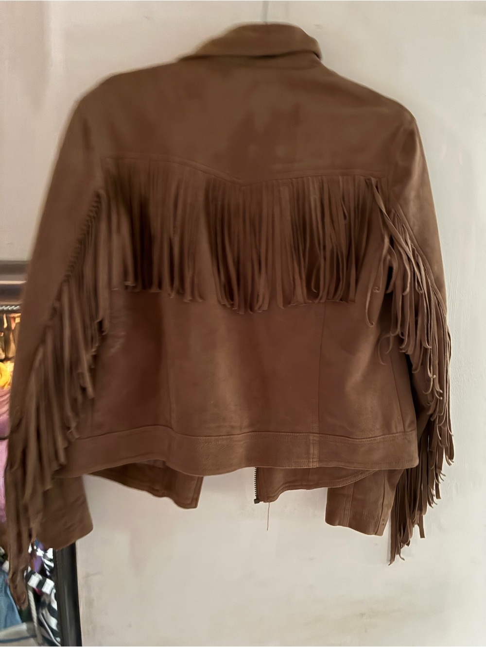 Hollister women’s fringe faux suede jacket size large